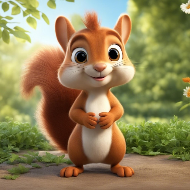 A 3d squirrel cute cartoon character