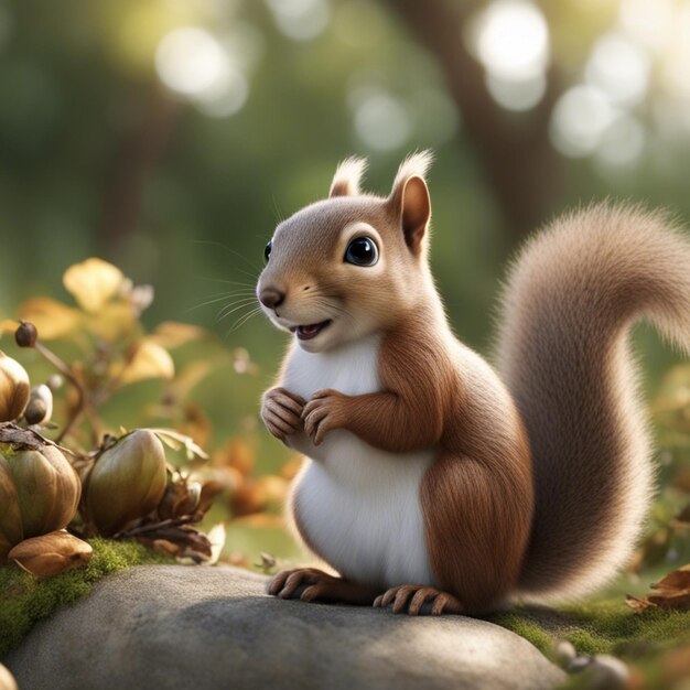 A 3d squirrel cute cartoon character