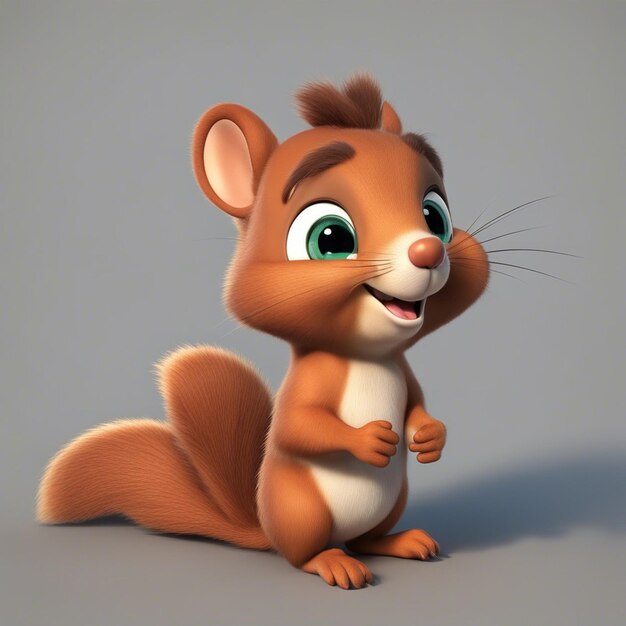 3D 다람쥐 귀여운 만화 캐릭터