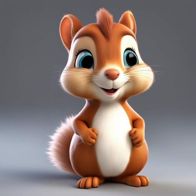 A 3d squirrel cute cartoon character