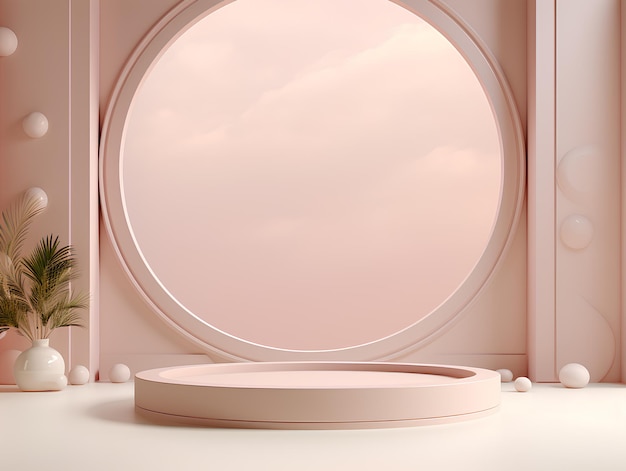 3d-stage achtergrond in een roze kleur in de stijl van lichtwit en licht brons
