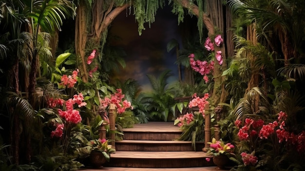 3D ステージ ジャングル 背景 HD 8K ウォールペーパー ストック写真