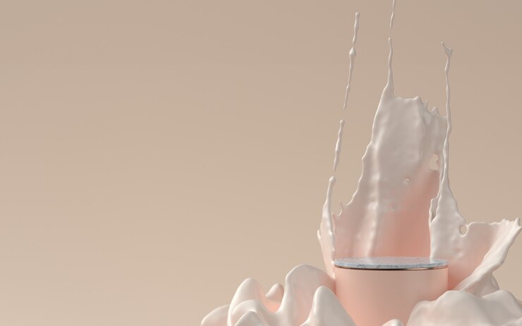 Photo 3d stage scene with splashing liquid for product display