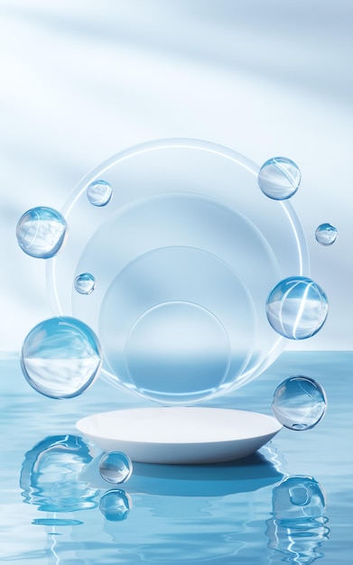 3D сцена на поверхности воды 3d рендеринг