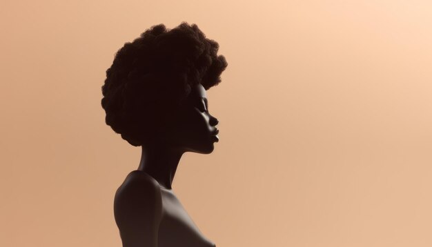 3d standbeeld silhouet van een zwart afro model