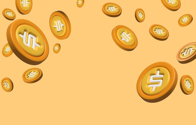 3D stapel gouden munten pictogram geïsoleerd. Stapel Amerikaanse Dollar Coin Render. Leeg gouden geldteken.