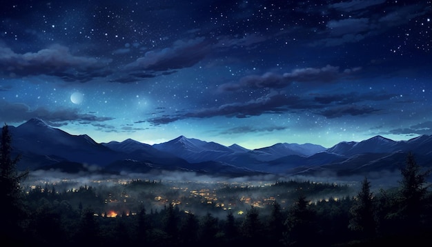 3D звездное ночное небо ярче из-за уменьшения светового загрязнения во время Часа Земли