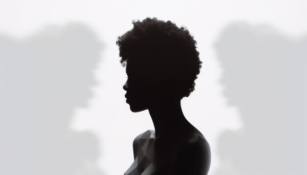 Photo 3d statue sillhouette of a black afro model