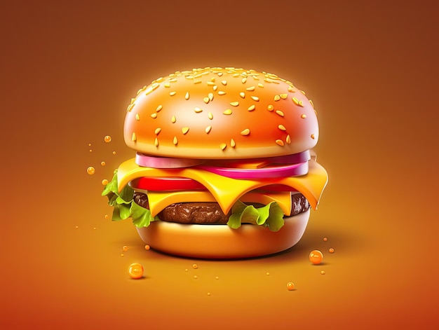 3D-stijl Burger app icoon geïsoleerd op kleurrijke achtergrond Generatieve AI