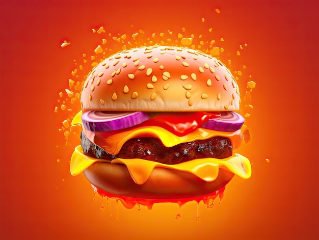 3D-stijl Burger app icoon geïsoleerd op kleurrijke achtergrond Generatieve AI