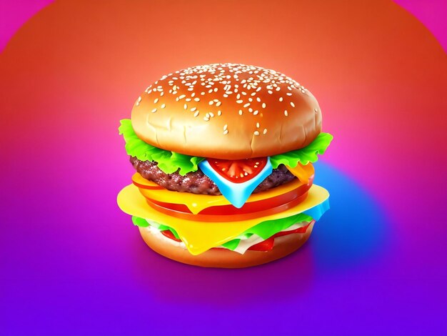 3D-stijl burger app-pictogram geïsoleerd op kleurrijke achtergrond ai gegenereerd