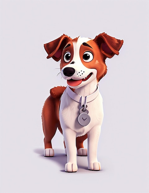 3D-stijl hond witte achtergrond cartoon