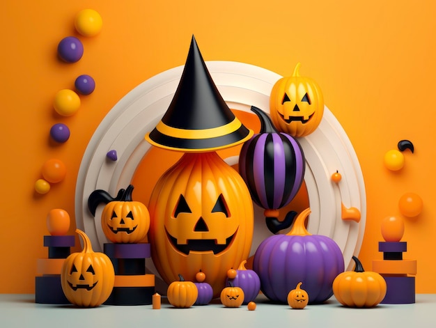 3D-stijl minimalistische Halloween-vieringssamenstelling