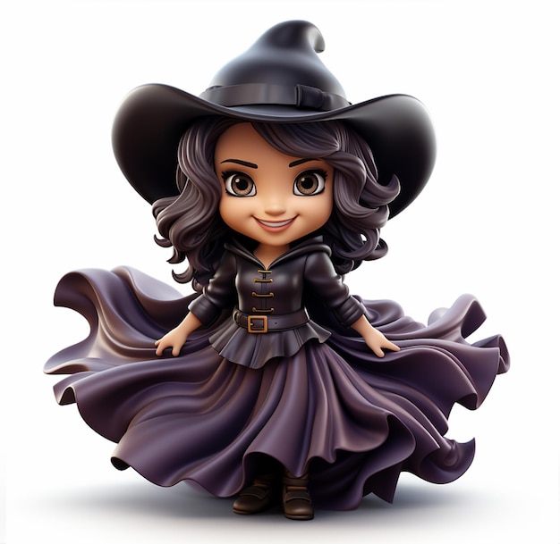 3D-stijl van schattige heks Karakter voor Happy Halloween banner of feest uitnodiging