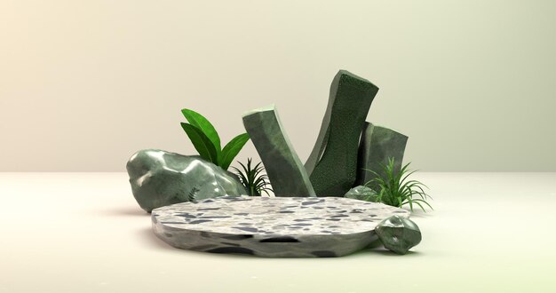 3d stone podium with gradient background for product presentation