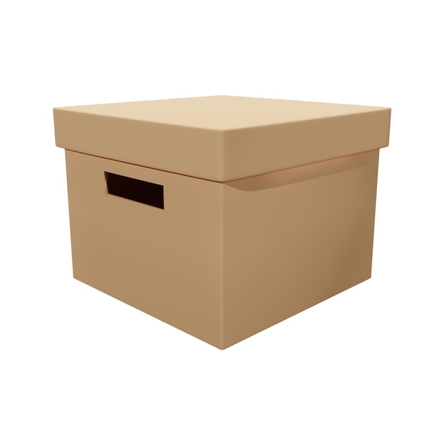 3D storage box with lid and handles, 3D rendering image, Clipping path included.