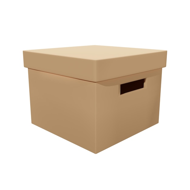 3D storage box with lid and handles, 3D rendering image, Clipping path included.