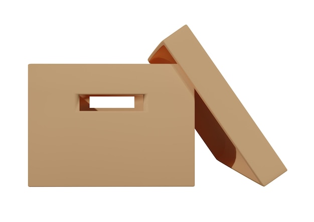 Photo 3d storage box with lid and handles, 3d rendering image, clipping path included.