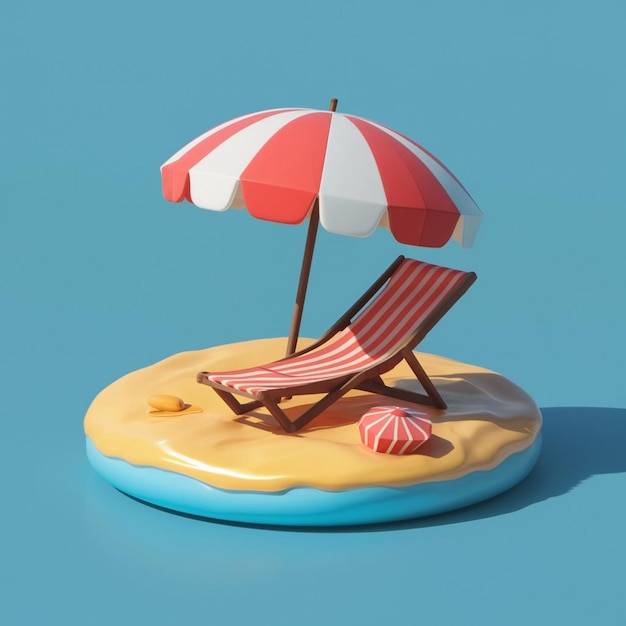 3D strand en paraplu