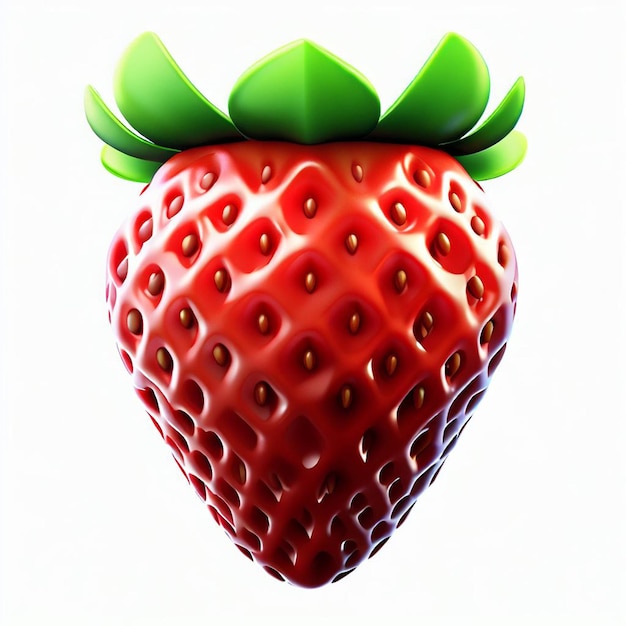 3d strawberries red fruit Flat vector illustration isolated on white background