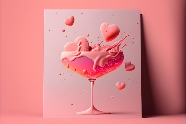 3d strawberry cocktail