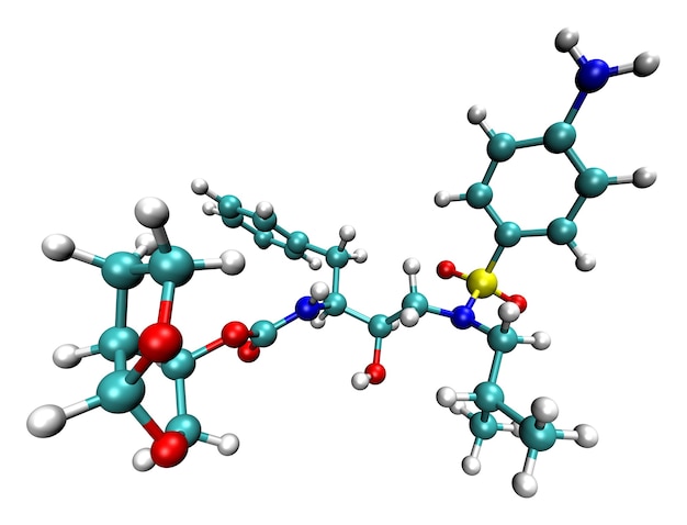 COVID-19コロナウイルスとHIVに対する抗ウイルス薬であるダルナビルの3D構造