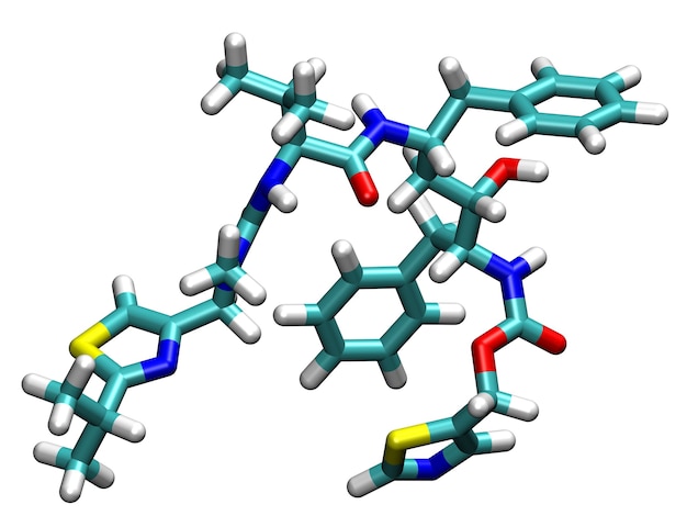 3D-structuur van Ritonavir, een antiviraal middel tegen het COVID-19-coronavirus en hiv