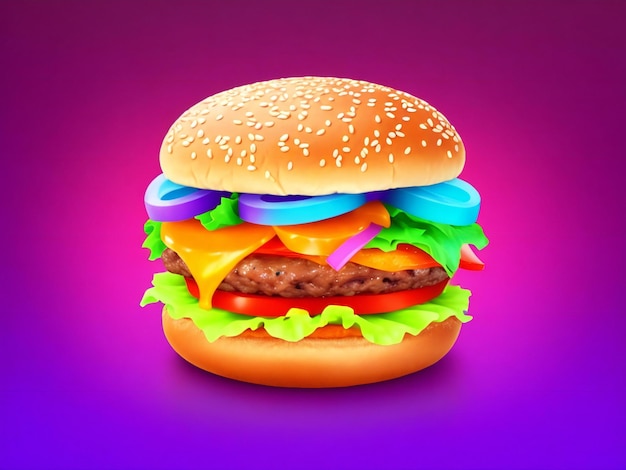 3d style burger app icon isolated on colorful background ai generated