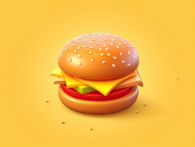 3d style Burger app icon isolated on colorful background Generative AI