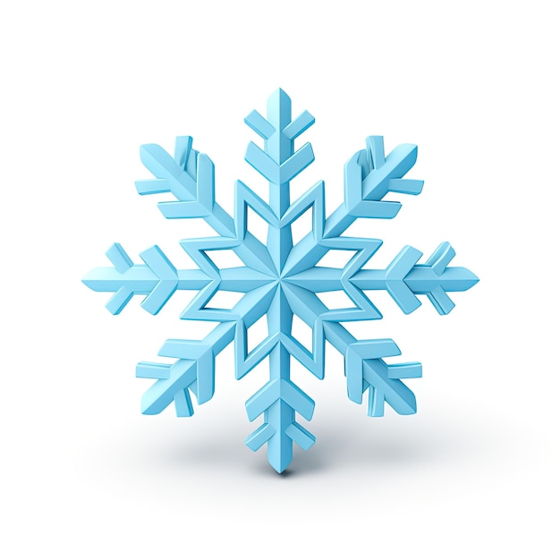 Фото 3d-стиль рождественской синей снежинки на белом фоне