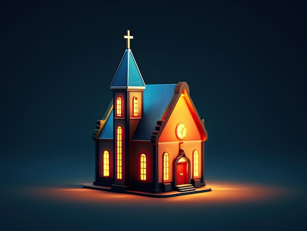 Photo 3d style church christian app icon isolated on colorful background generative ai