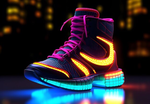 3D style of Colorful Neon Futuristic Metaverse Fashion Sneaker Shoes Product
