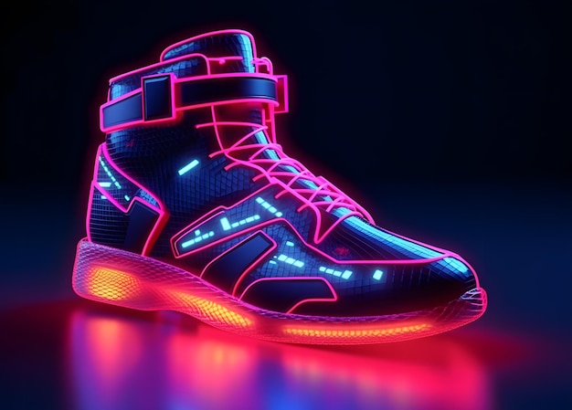 3D style of Colorful Neon Futuristic Metaverse Fashion Sneaker Shoes Product