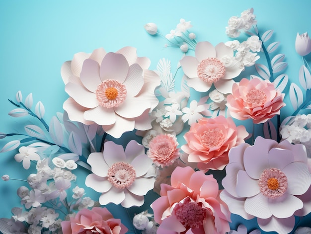 3D style colorful papers flowers