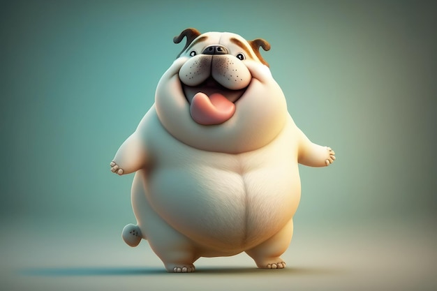 3d style cute cartoon doggy wallpaper a playful and fatty animal generative ai