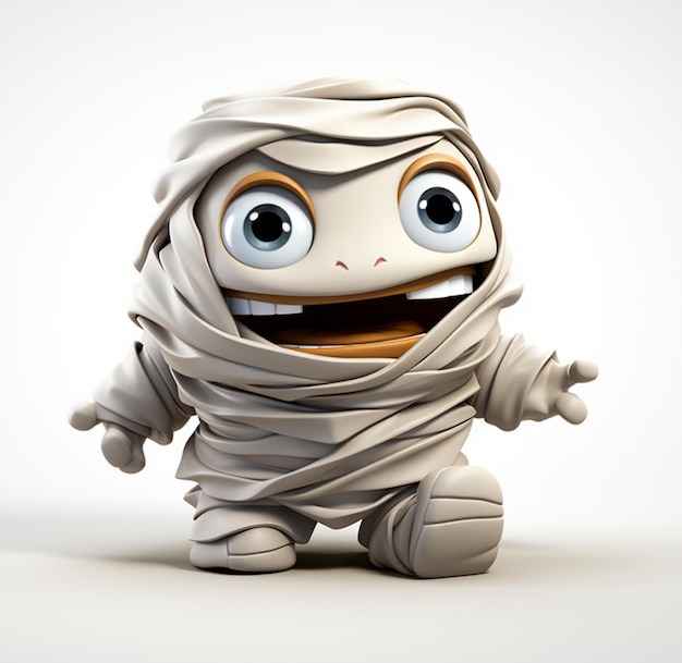 3d style of cute mummy Character element for Happy Halloween banner or party invitation