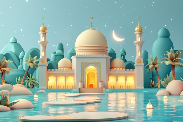 3d style flat design Ramadan kareem2