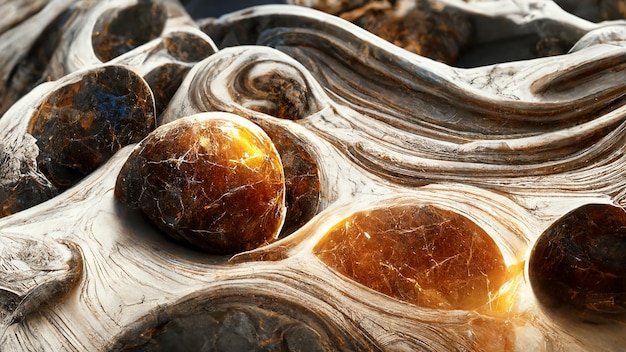 3d style flowing white and gold liquid marble background