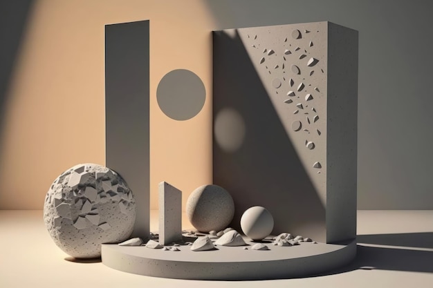 3D style illustration of a stone product podium AI generation