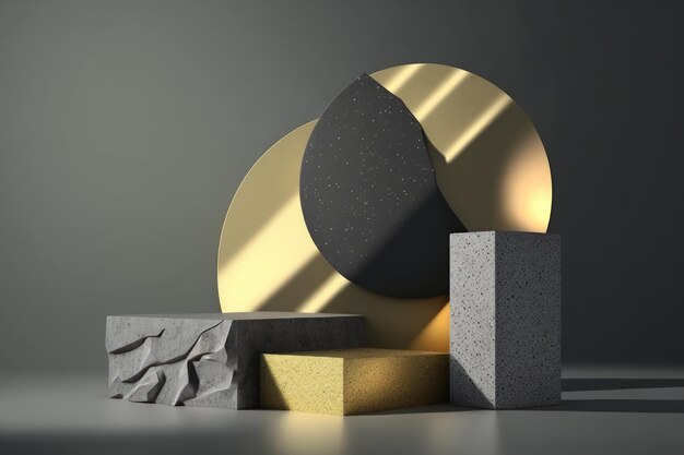 3D style illustration of a stone product podium AI generation