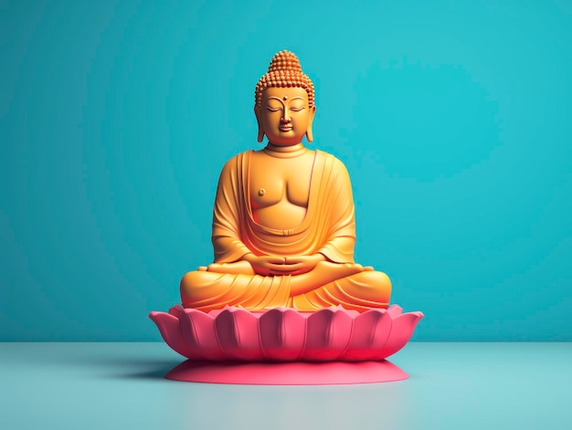 3d style minimal details Buddha figure bright colors