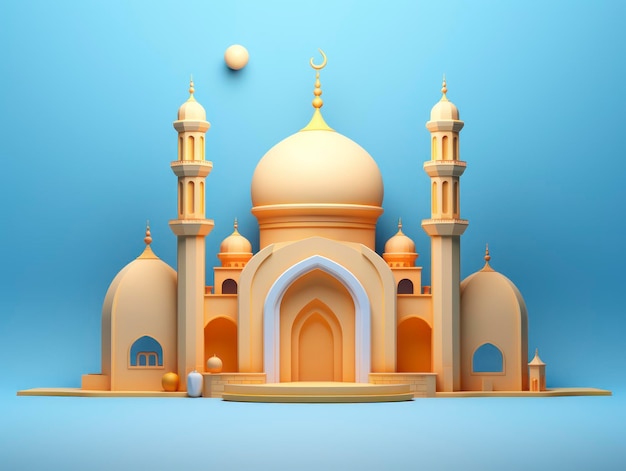 3d style minimalistic Eid ul Fitr celebration composition