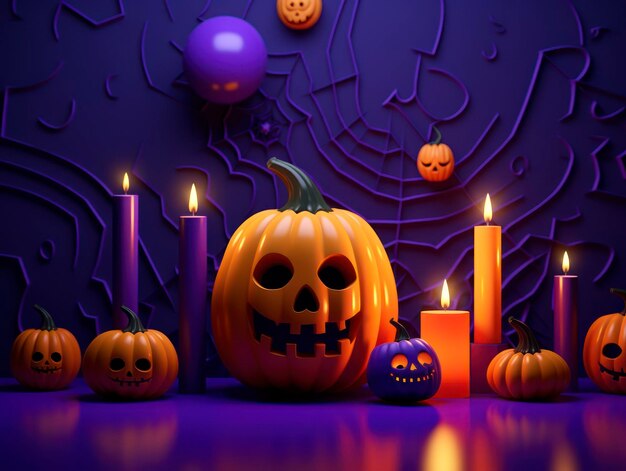 3d style minimalistic Halloween celebration composition