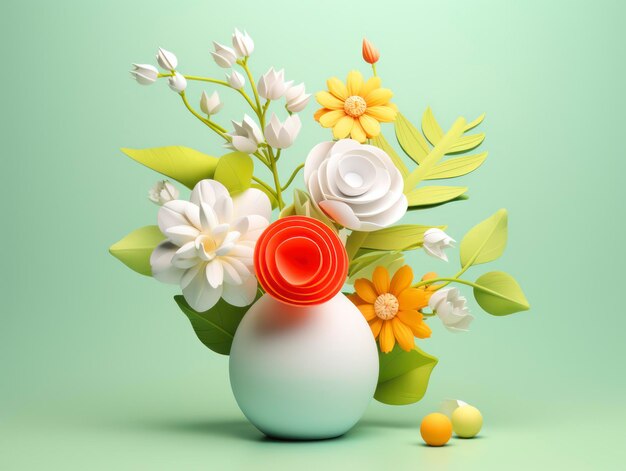 3d style minimalistic spring season composition