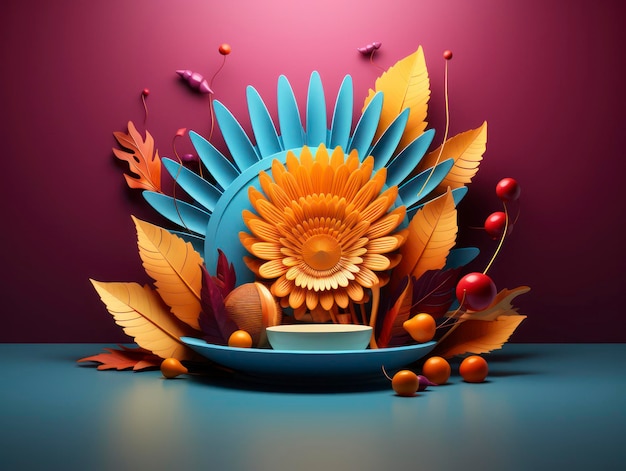 3d style minimalistic Thanksgiving celebration composition