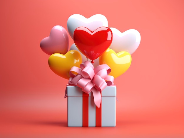 3d style minimalistic Valentines Day season composition