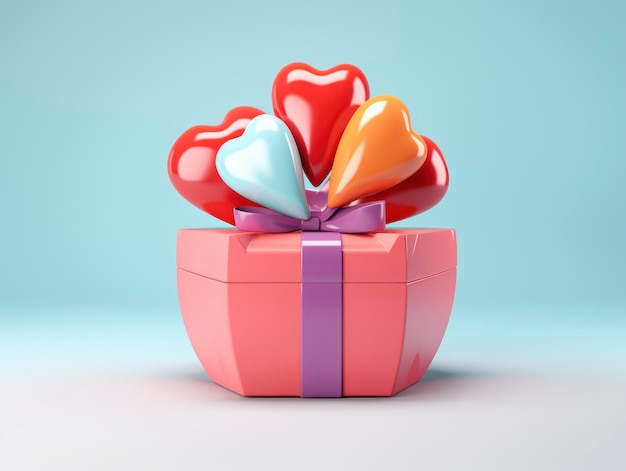 3d style minimalistic Valentines Day season composition