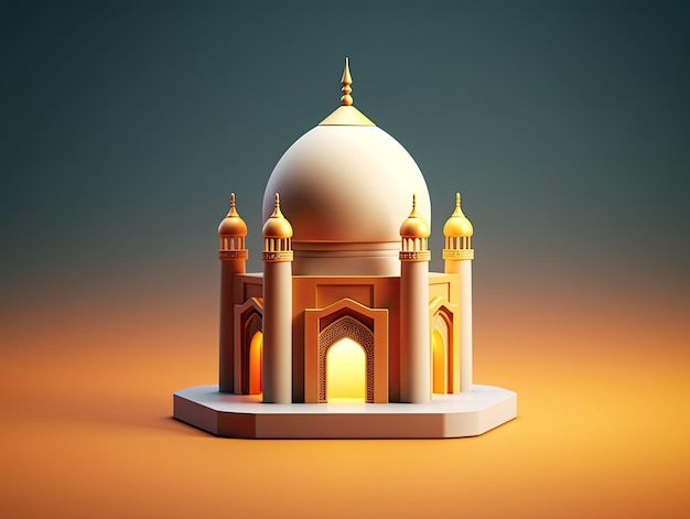 3d style mosque muslim islam app icon isolated on colorful background Generative AI