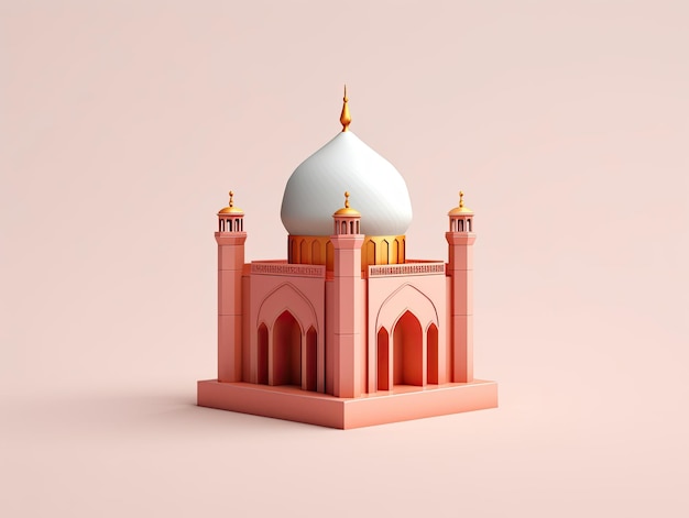 3d style mosque muslim islam app icon isolated on colorful background Generative AI