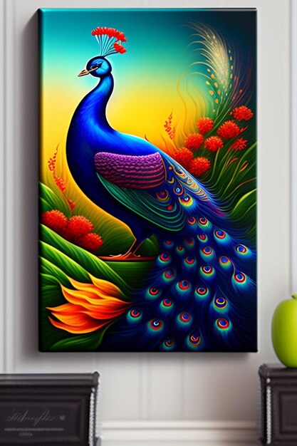 3d style peacock painting birds please download the image from me